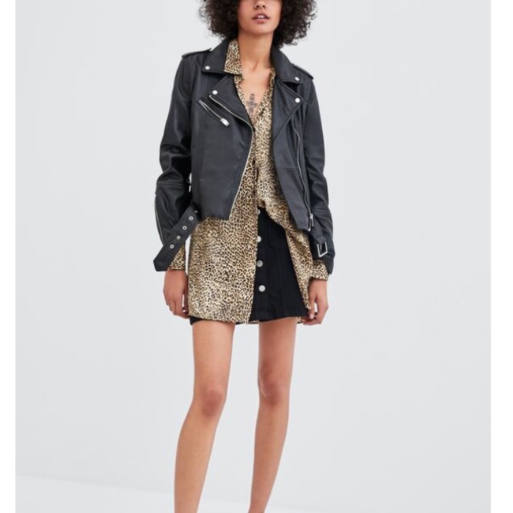 Zara Women's Moto Black Leather Jacket